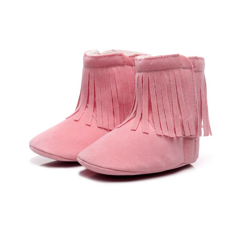 Baby Snow Boots Newborn Baby Girl Boy Kids Solid Fringe Shoes Infant Toddler Soft Soled Anti-slip Boots 0-24M