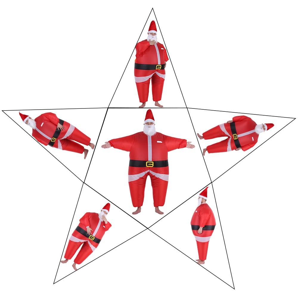 Opblaasbaar kerstman kostuum jumpsuit met luchtventilator, opblaasbaar kerstpak, kerstfeestjurk, opblaasbaar kostuum