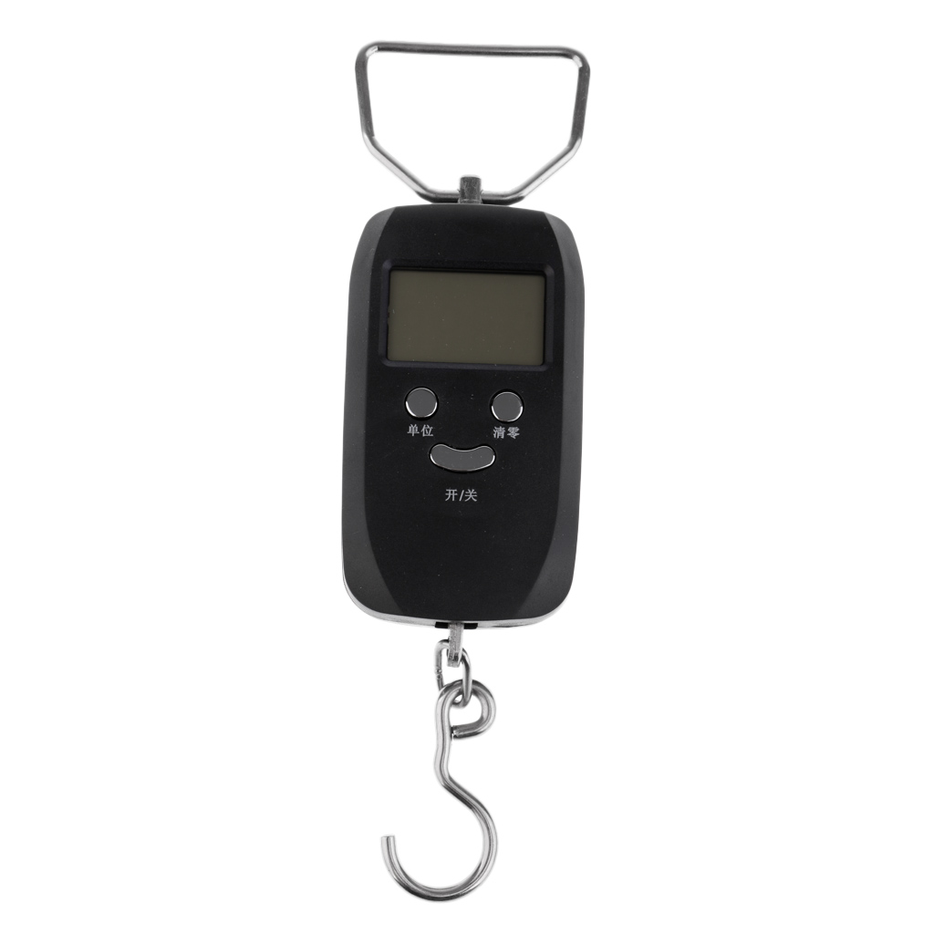 Básculas compactas LCD Digital para colgar equipaje, báscula electrónica de viaje de pesca, herramientas de pesca con retroiluminación: Black Square Handle
