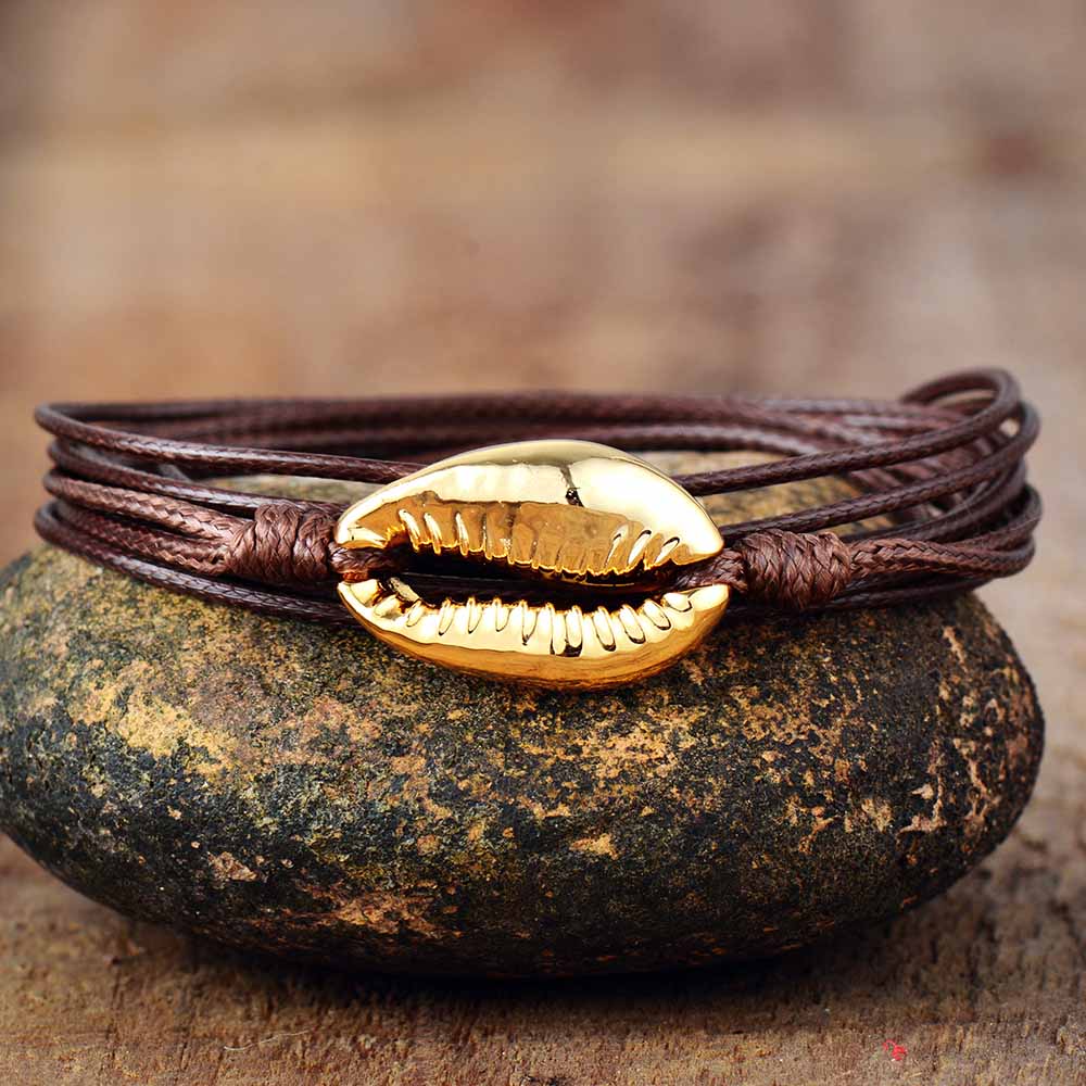 Böhmen Freundschaft Armbänder Gold Puka Shell Cowry Shell Lange Wrap Armband Mädchen Strand Armbänder Femme