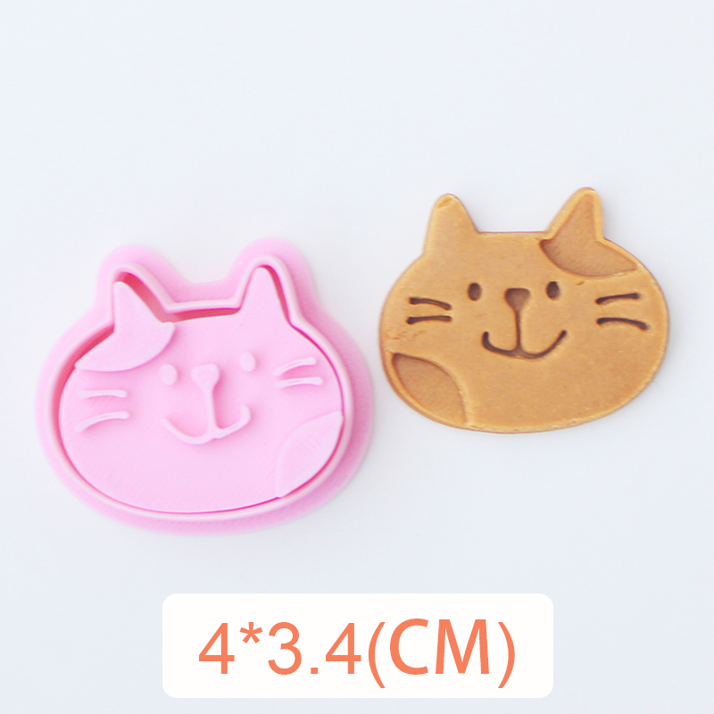 DIY Taart Decoreren Gereedschappen Leuke Kat Liefde Biscuit Mold Cookie Cutters Bakken Tool 3D Cartoon Plastic Bakvorm Cookie Tools: Donker Kaki