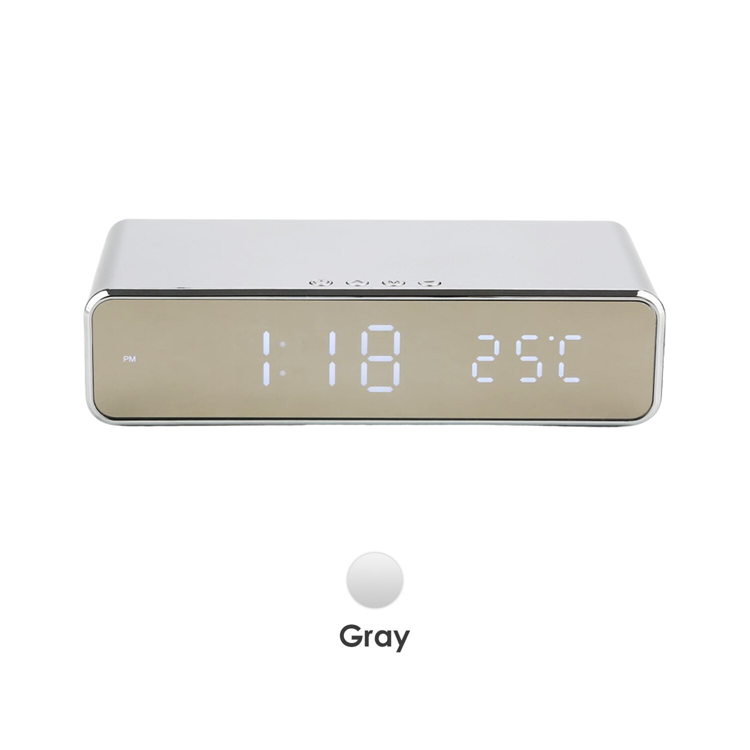 Digital Alarm Clock with Qi Wireless Charging Pad Home Desk Clock Temperature Date Display Charging for iPhone Samsung Huawei: Default Title