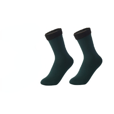 1 par kvinders varme vintersokker tykkere termisk nylon kashmir ensfarvede sokker blød #39 gulv søvn sort sok: Grøn