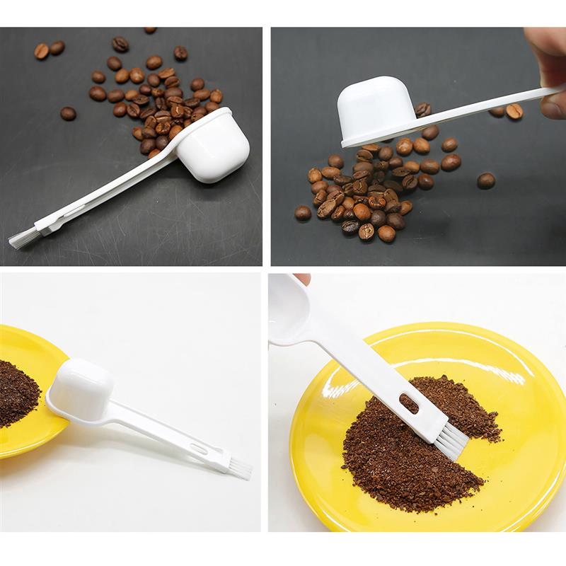 Kapmore 2 stk plast kaffemåleske bærbar kaffeske med lille kaffebørste kaffeværktøj tilbehør