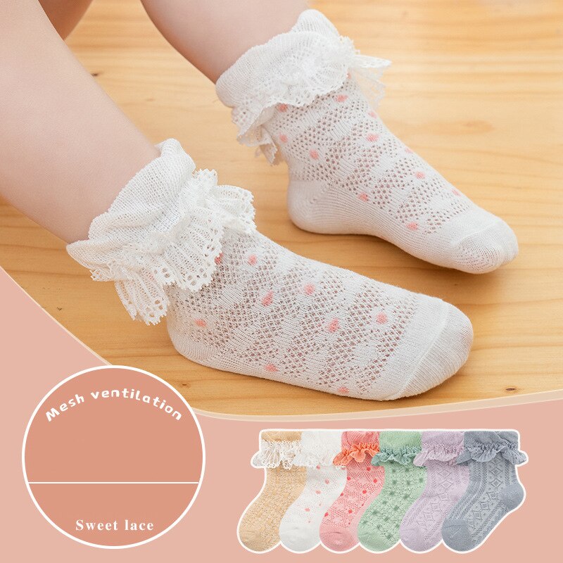 Summer Children Thin Cotton Princess Socks Baby Infant Girls Sweet Breathable Mesh Lace Socks Clothes Accessories