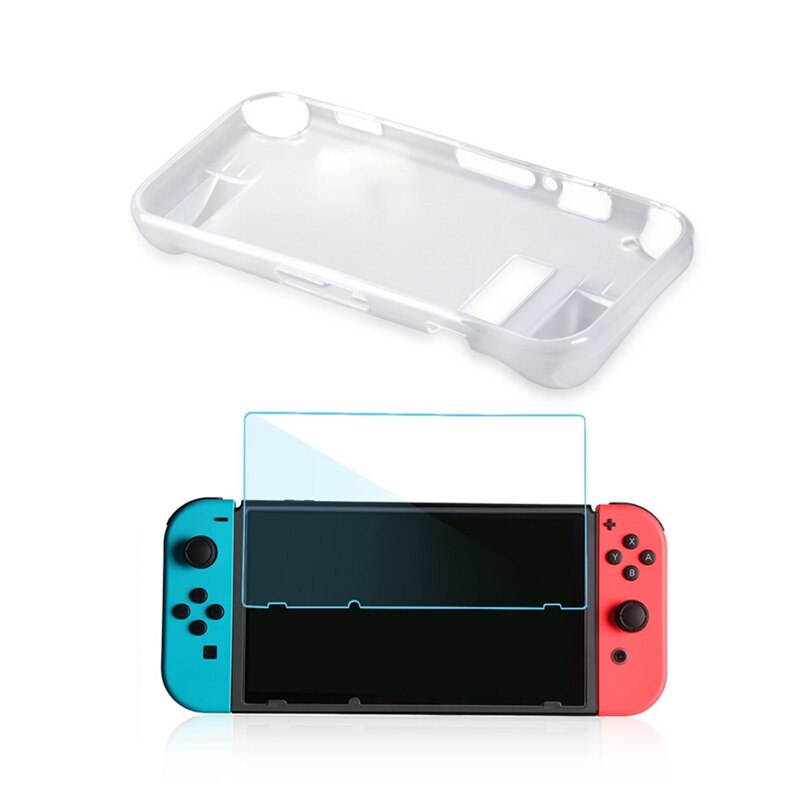 AMS-TPU anti-rayures housse arrière Premium cristal clair choc avec verre trempé protecteur d'écran pour Nintendo Switch blanc: Default Title