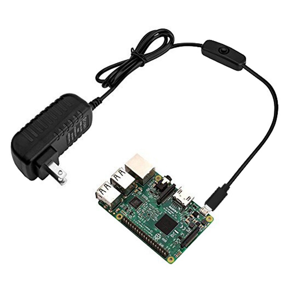 5V 3A Micro Usb Power Adapter Oplader Met Schakelaar Controle Kabel Voor Raspberry Pi 3