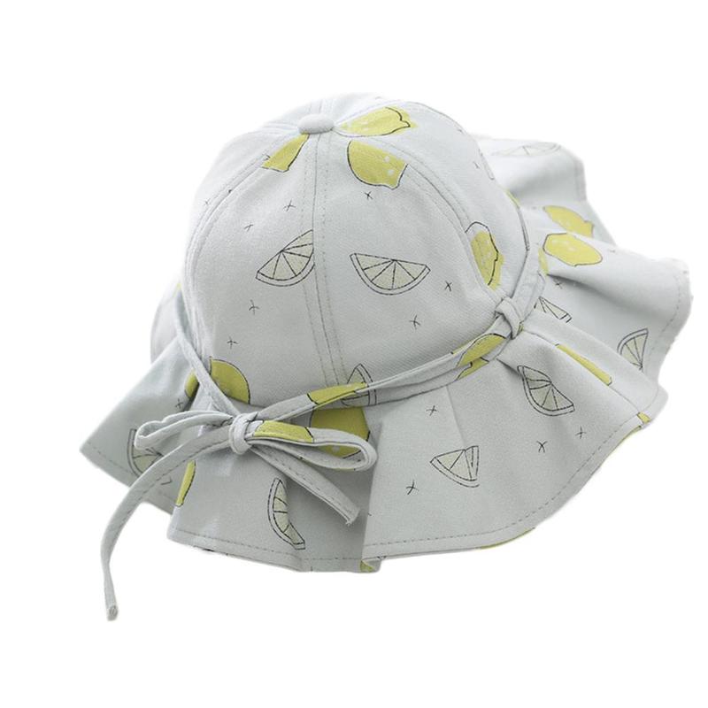 Lindo verano bebé niña sombrero de cubo impresión al aire libre Sombrero con lazo chica chicos, niños, bebés playa Sombrero de Panamá Intant sol V3O8: gray