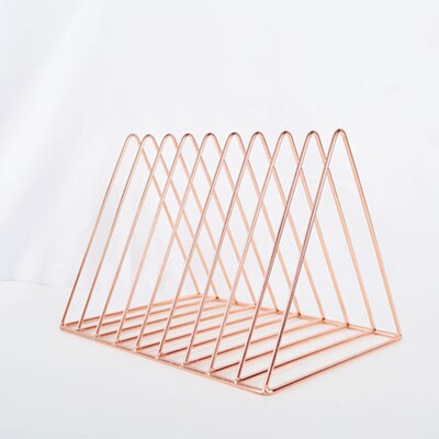 Gold/Rose Gold Electroplated Bookend Desk Organizer Desktop Office Home Bookends Book Holder Black Book Stand: rose gold