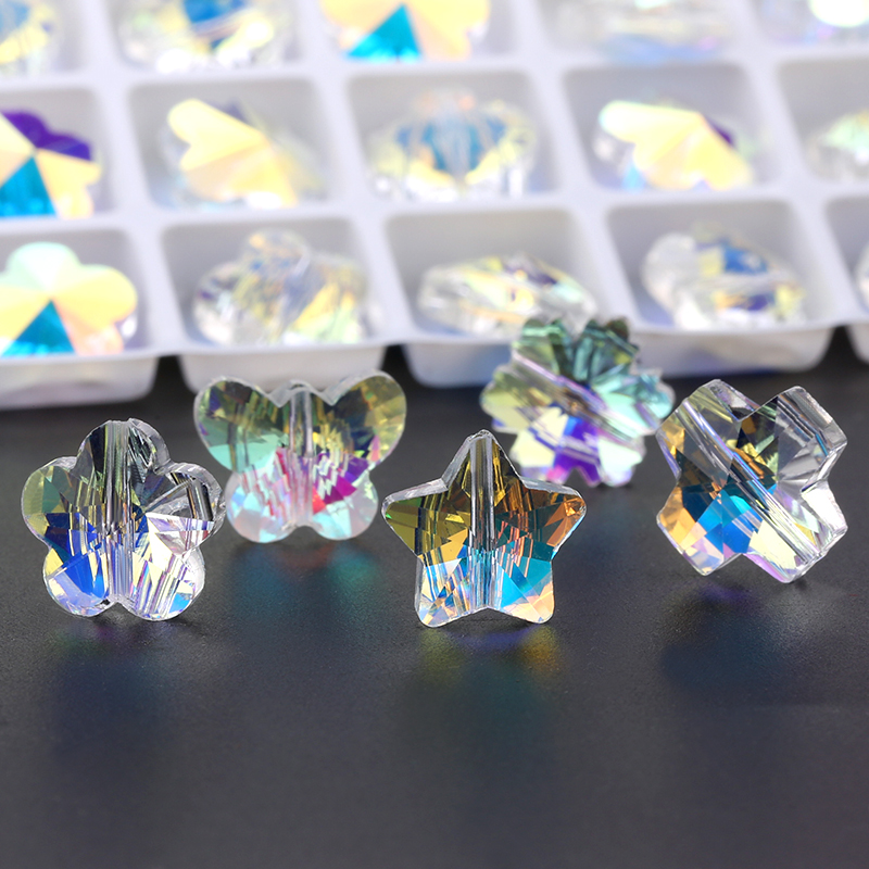 14mm lige huls krystal ab perler 28 stk/parti sy på glasperle til gør-det-selv smykketilbehør