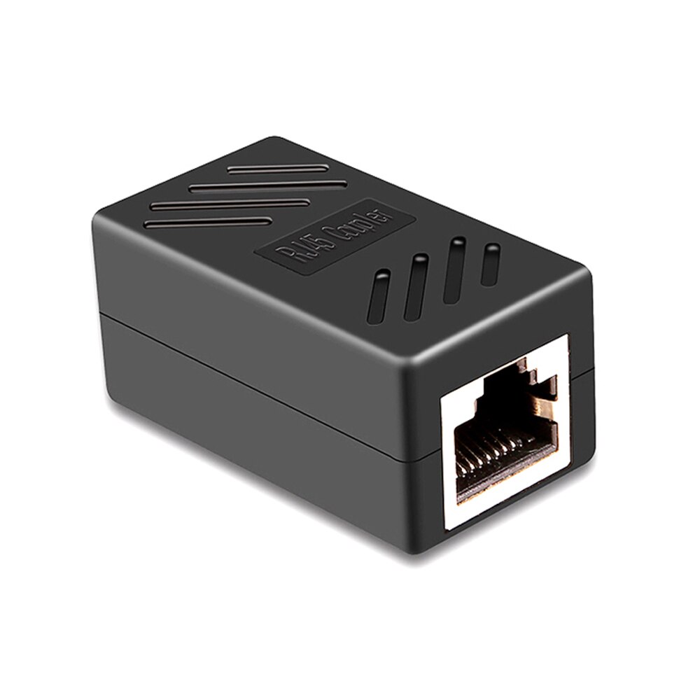 RJ45 Connector Inline LAN Plugs Ethernet Cable Extender Adapter for Cat5 Cat5e Cat6e Cat7 Adapter Female to Female: black