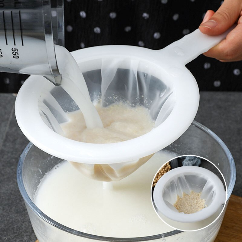 Cuchara de filtro para leche, yogur, leche, café de leche de soja, malla de nailon adecuada para cocina, colador de malla ultrafina, 100/200/400