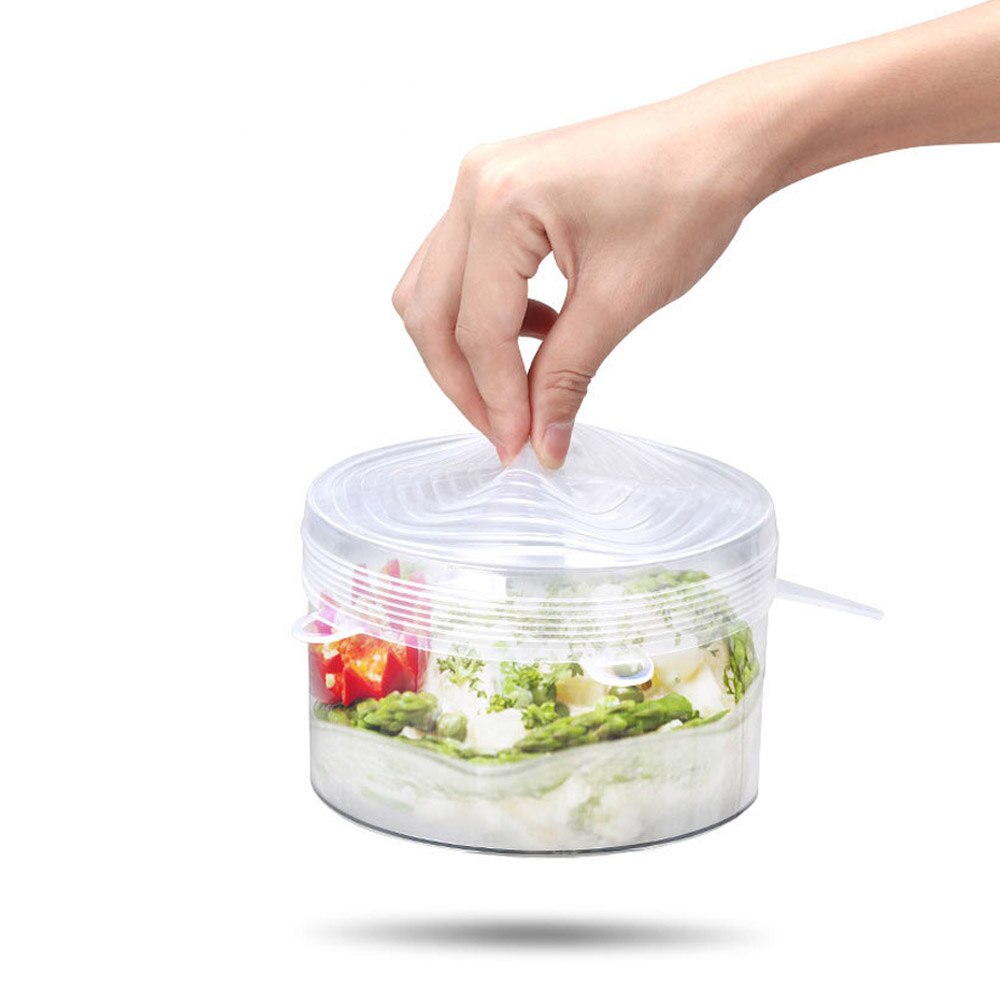 6pc silicone couvercle extensible réutilisable universel silicone bol pot couvercle conservation des aliments couvercle cuisson silicone couvercle accessoires de cuisine