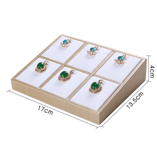 Bianco di Cuoio DELL'UNITÀ di elaborazione Anello Orecchini Con Perno Display Holder Showcase Del Braccialetto Del Basamento Del Vassoio Del Pendente Della Collana Della Catena Set di Gioielli Organizer Rack: 6 Pendants tray