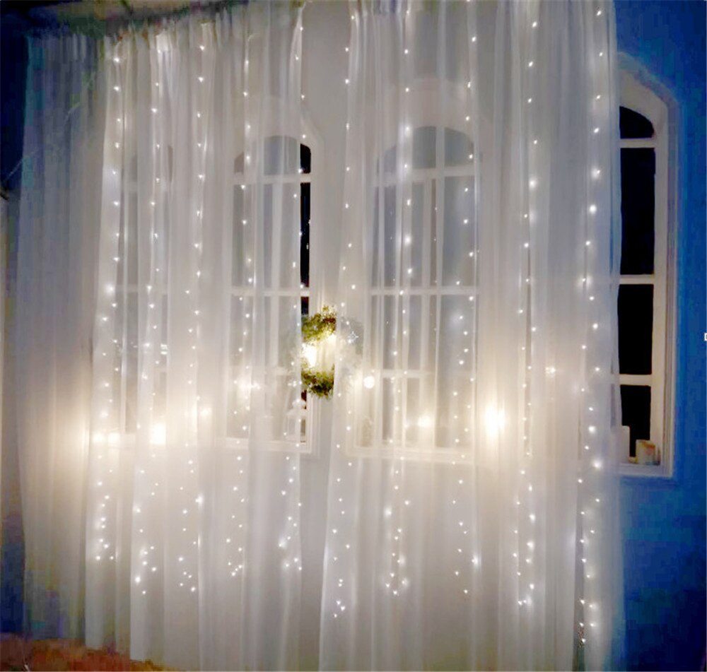 200/300LED Solar Curtain String Lights Wedding Holidays Party String Lights Waterproof Outdoor Indoor Christmas Light Decoration