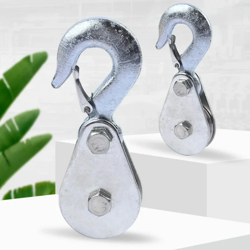 Electric Winch Hook Lifting Pulley High Strength Steel Wheel Lifting Rope Pulley Block Hook