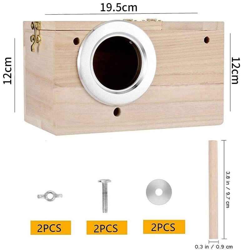 Parakeet Nest Box Bird Cage with Natural Pine Wood Bird Nest Breeding Box Cage for Budgie Cockatiel Conure Parrot Bird Egg Nest