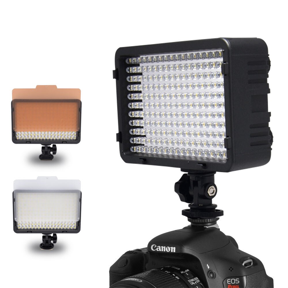 Mcoplus 168A LED Video Licht met 1 stks LP-E6 batterij voor Camcorder & Digital SLR Camera