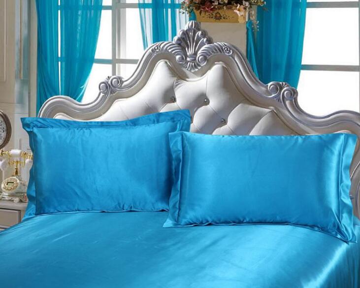 2 stuks 48 x 74cm imitatie zijden satijnen kussensloop kussensloop voor bedsprei comfortabele effen kussenslopen: 12