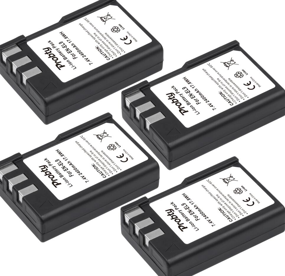 Da -el9 en-el9a batteri + lcd-oplader til nikon  d40 d40x d60 d3000 d5000: 4 batterier