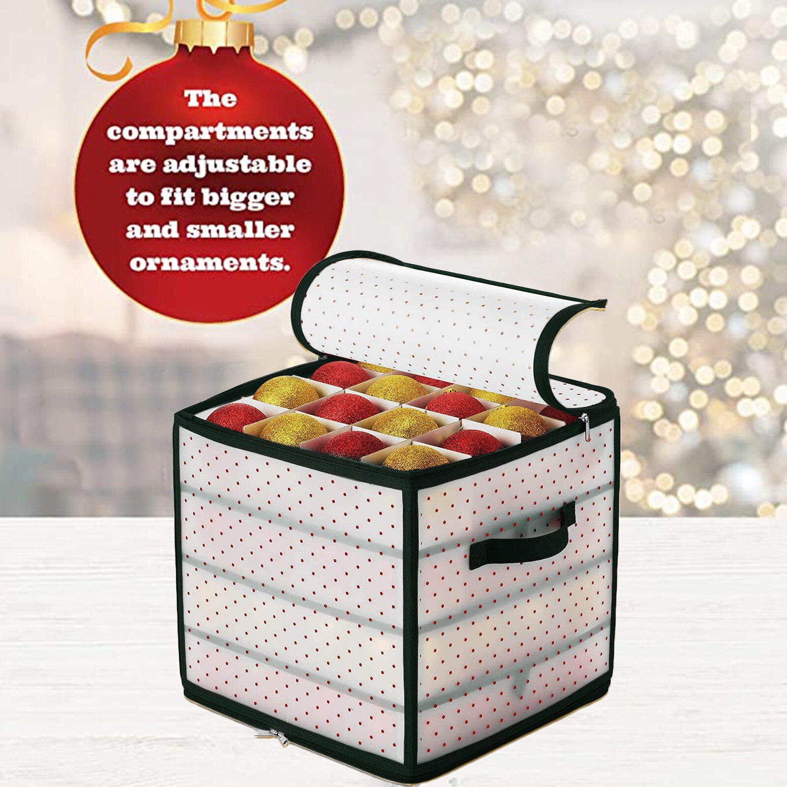 64 Baubles Storage Box Christmas Balls Organiser 64 Bauble Xmas Tree Decoration Storage Bags With Lid Transparent Bag D08