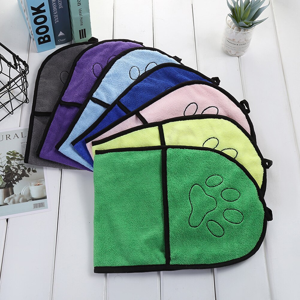 Pet Dog Bath Towel Microfiber Ultra-Absorbent Cat Small Dogs Drying Towel Blanket With Pocket For Large Dogs Bathrobe 23*65cm