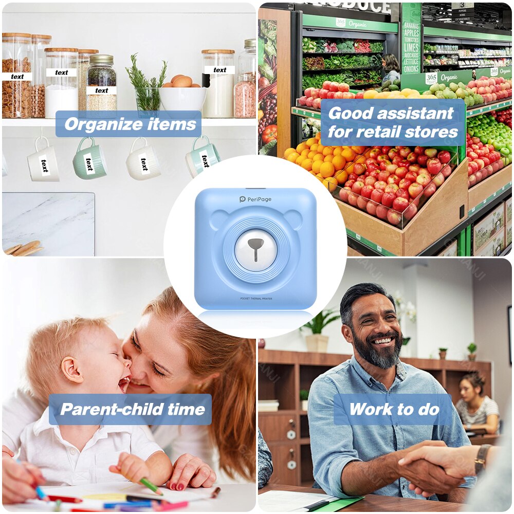 Peripage – Mini-imprimante Photo Portable sans fil A6, 58mm, avec étiquette autocollante et Notes,