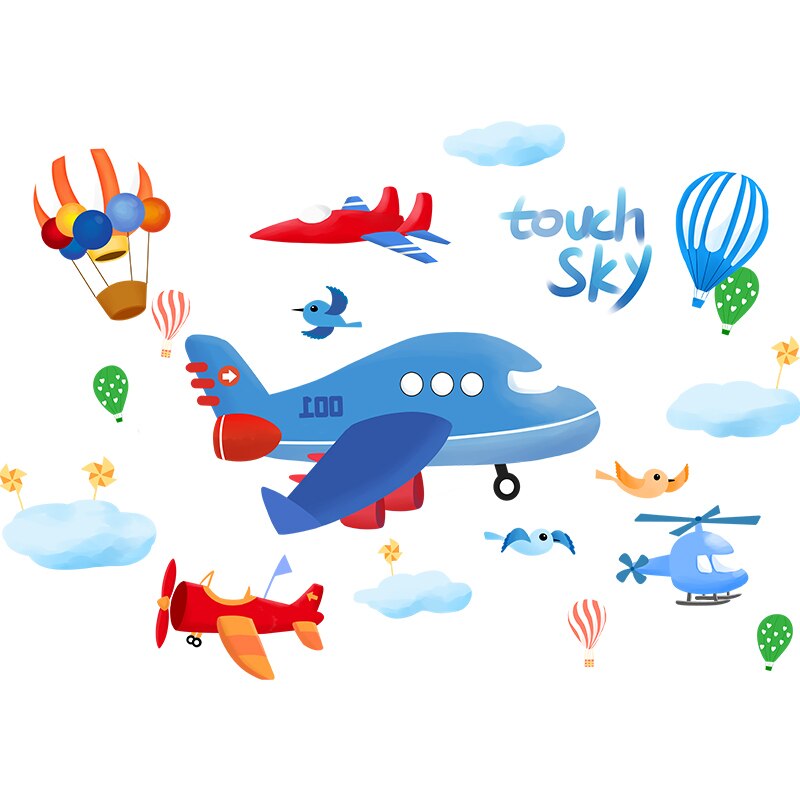 Dinosauriedjur väggdekaler gör-det-själv luftballonger flygplan väggdekaler för barnrum baby sovrum dekoration
