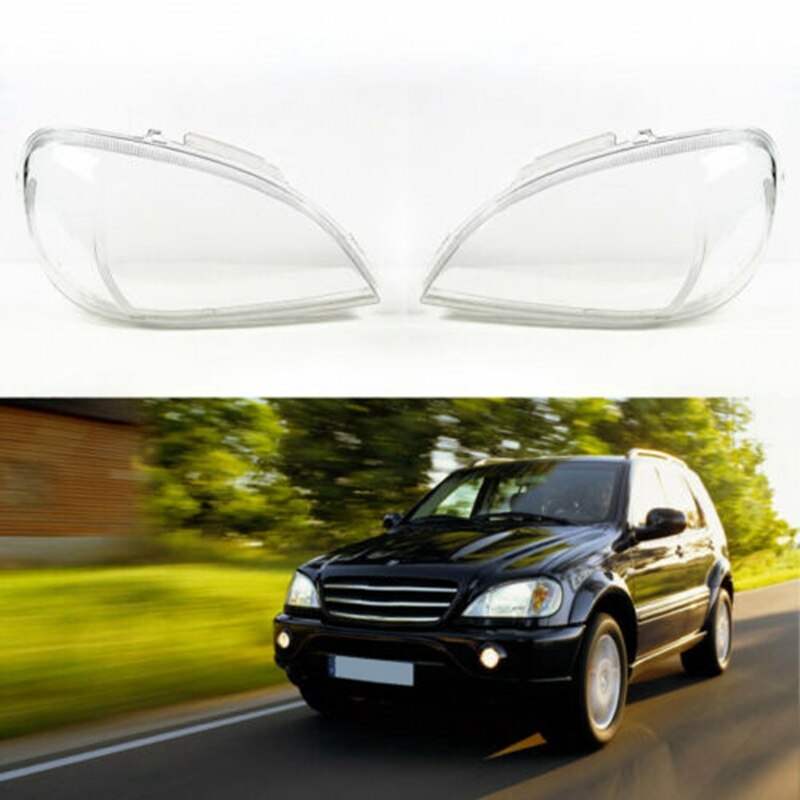 2Pcs Headlights Transparent Headlights Transparent Cover Lampshade Head Light Lamp Shell ( Left/Right) for Mercedes Benz W163 Ml