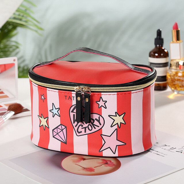 PU Leather Portable Women kosmetyczka z lustrem torby podróżne kosmetyczki organizuj torebkę wodoodporna kosmetyczka: C4