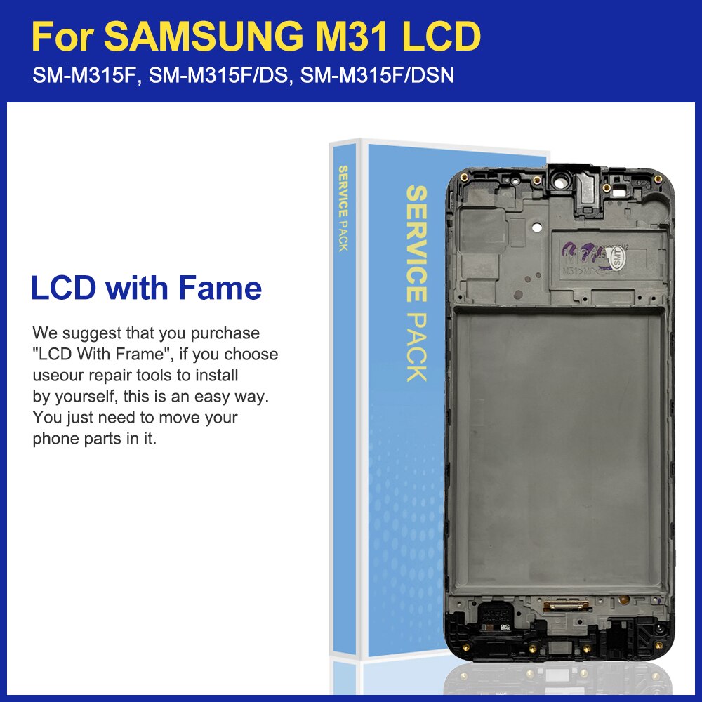 100%  test til samsung galaxy  m31 lcd  m315 m315f sm -m315f lcd display berøringsskærm digitizer enhed udskiftning
