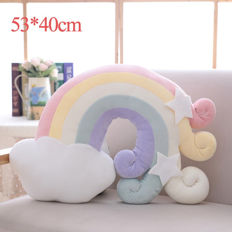 1 pc ins fargerik plysj lucky cloud raibow moon star puter dun bomull fylt dekor plysj pute pute for sofa stol: Heldig sky rosa