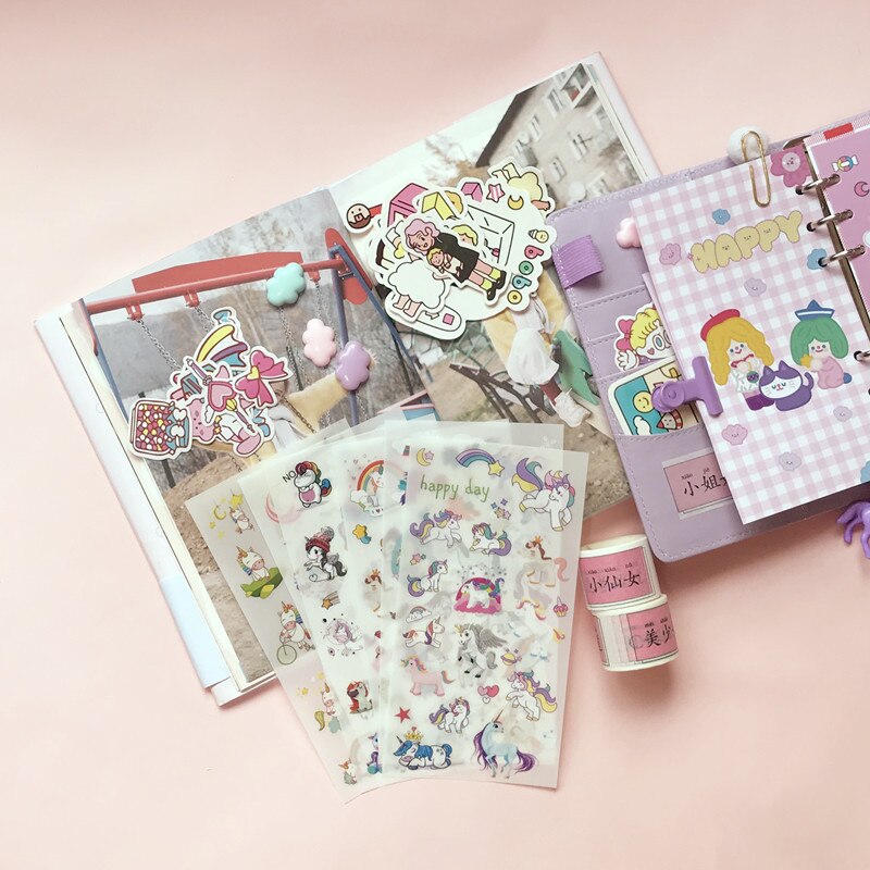 A6 Bitterkoekje Super Set Meisje Hart Notebook Losbladige Diy Notepad Handbook Dagboek Pu Lederen Cover Dagboek Agenda Planner papier