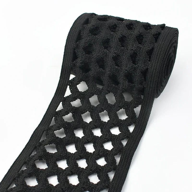3/5M 75mm Mesh Elastische Band Zachte Tailleband Nylon Stretch Elastiekjes voor Broek Rok riem DIY Kleding Naaien Accessoires: Black / 0.5 M