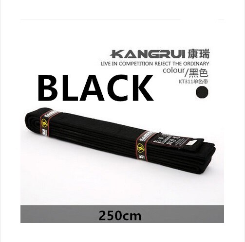 Högkvalitativt svart wtf taekwondo bälte broderi bomullsbälte taekwondo bälte anpassat 2.5m röd blå gul färg karate bälte: Svart