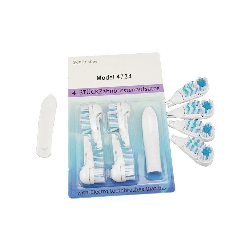 1Set/4pc 4734 Model Battery Toothbrush Head Soft Bristles Replacement for Oral B 4732/3733 Dual Clean Complete Brush Heads