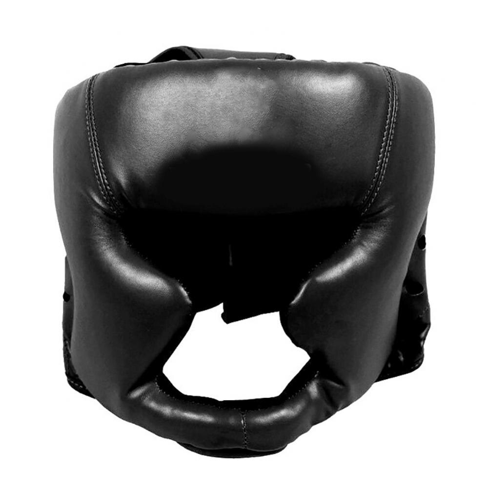 Protector de cabeza para entrenamiento de boxeo, protección facial, casco: Negro