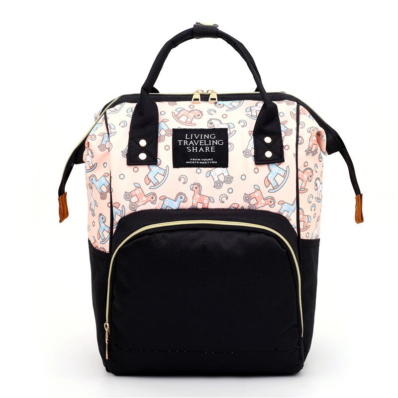 Luiertas Stijl Koreaanse Stijl Multi-Functionele Grote-Volume Rugzak Tas Verpleging Aanstaande Mother 'S Tas: 3390 Black and White with Pattern