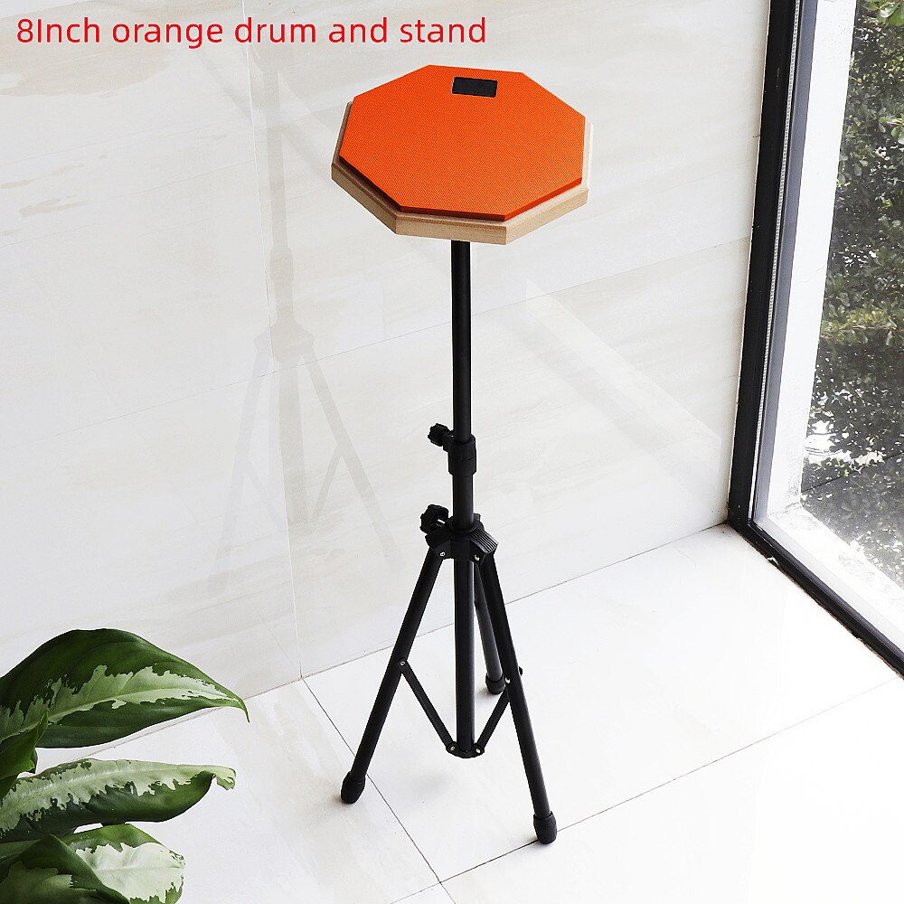 8 zoll Gummi Holz Dumm Trommel Anfänger Praxis Ausbildung Trommel Pad mit Stand / Stock Optional für Schlagzeug Instrumente Teile: Orange Trommel andstand