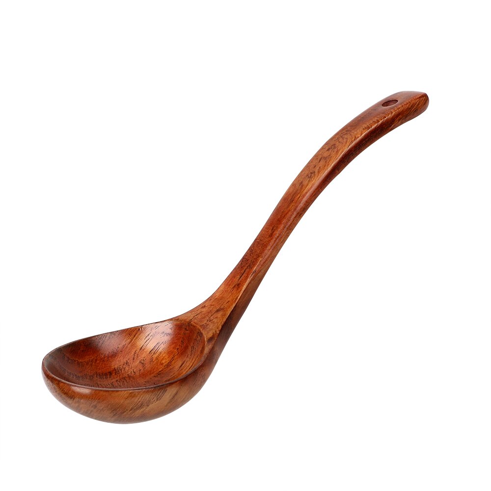 Utensilios de cocina, accesorios de cocina, vajilla ecológica saludable, cuchara de sopa de mango largo, de madera Natural