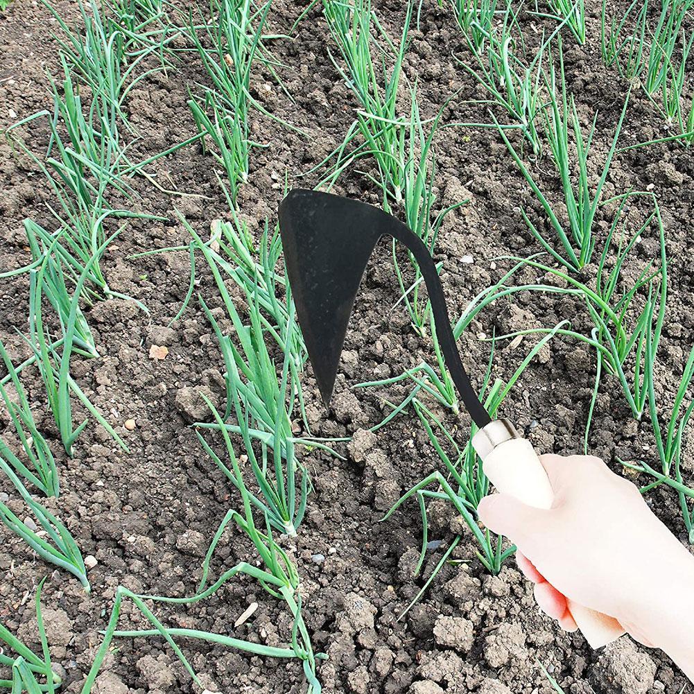 Gardening Hoe Small Wooden Handle Crooked Triangular Multifunctional Digger Seedling Tip Agriculture Hoes Tools Garden Tool K0o4