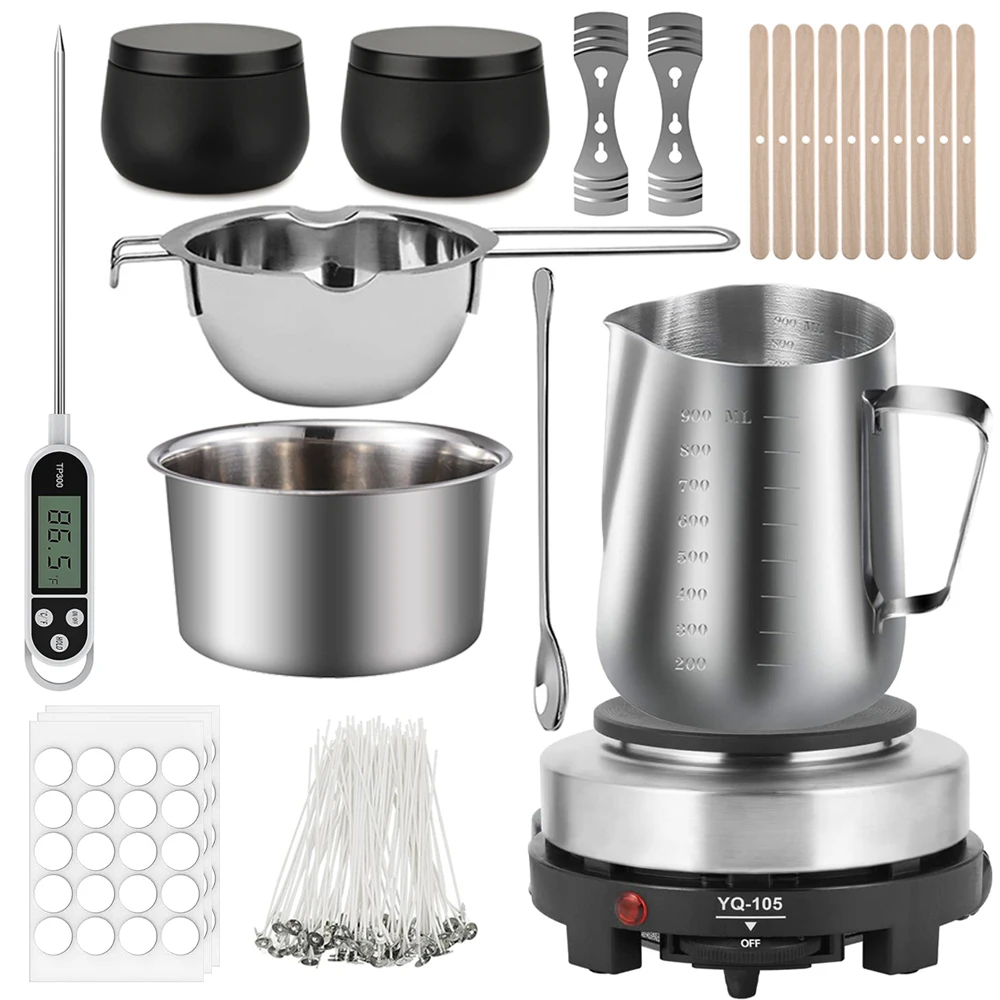 kit para hacer velas diy, placa de fusión de cera, accesorios de artículos de fabricación de velas, kit para hacer velas aromática, kit velas fabricación, mechas para velas