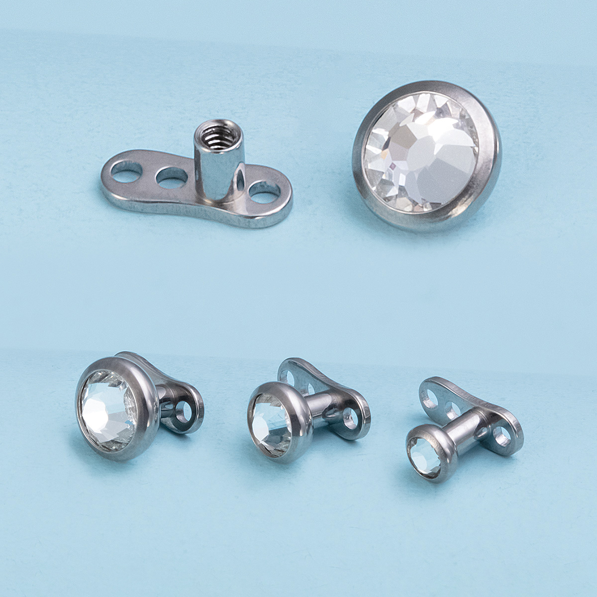 Piercings dérmicos de titanio G23, Piercings ocultos en la piel para buzo, Micro Piercings dérmicos CZ, anclas dérmicas, joyería, 1 ud.