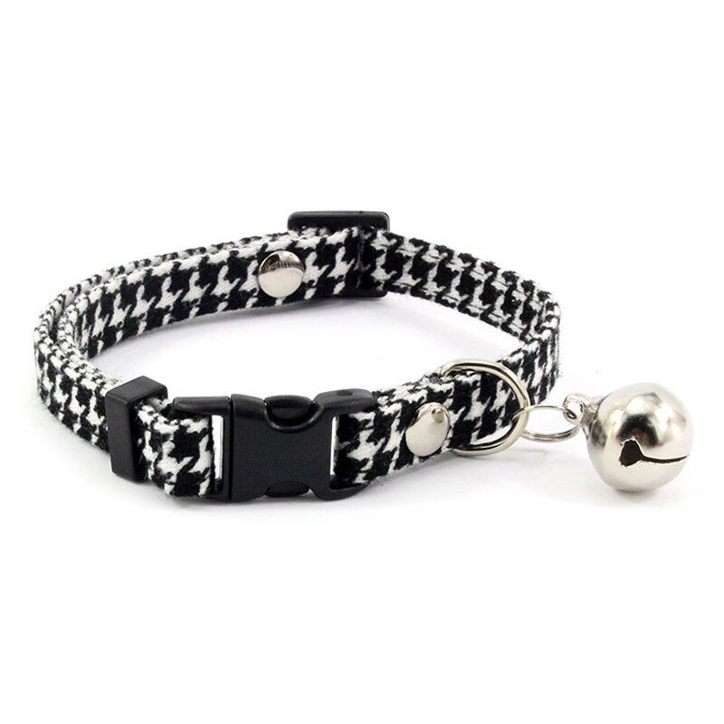 Poule Collier pour Les Petits Chiens avec Cloche De Collier de Chien Pour Chiots Chats Femelle Chien Accessoires Pour Animaux Produits collier chien: Retro Houndstooth / S NECK 20-32 CM