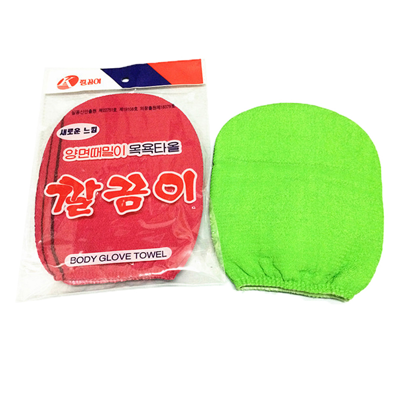 1 stk korean italien eksfolierende body-scrub handske håndklæde grøn rød: Default Title
