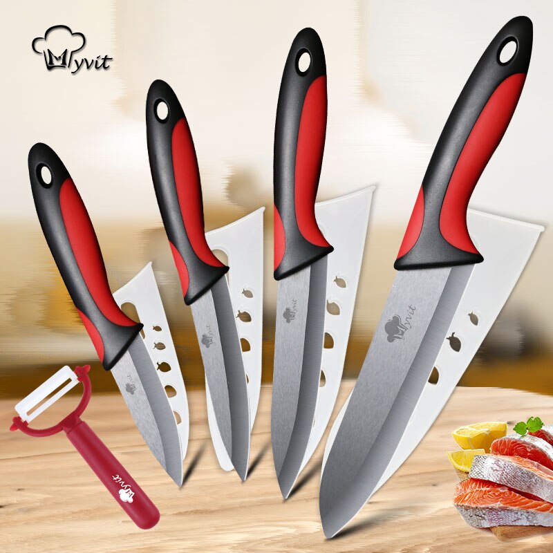 Kitchen Ceramic Knife 3 4 5 6 inch + Peeler Chef Paring Utility Slicing Fruit Vegetable Knife Black Blade Kitchen Cooking Tool
