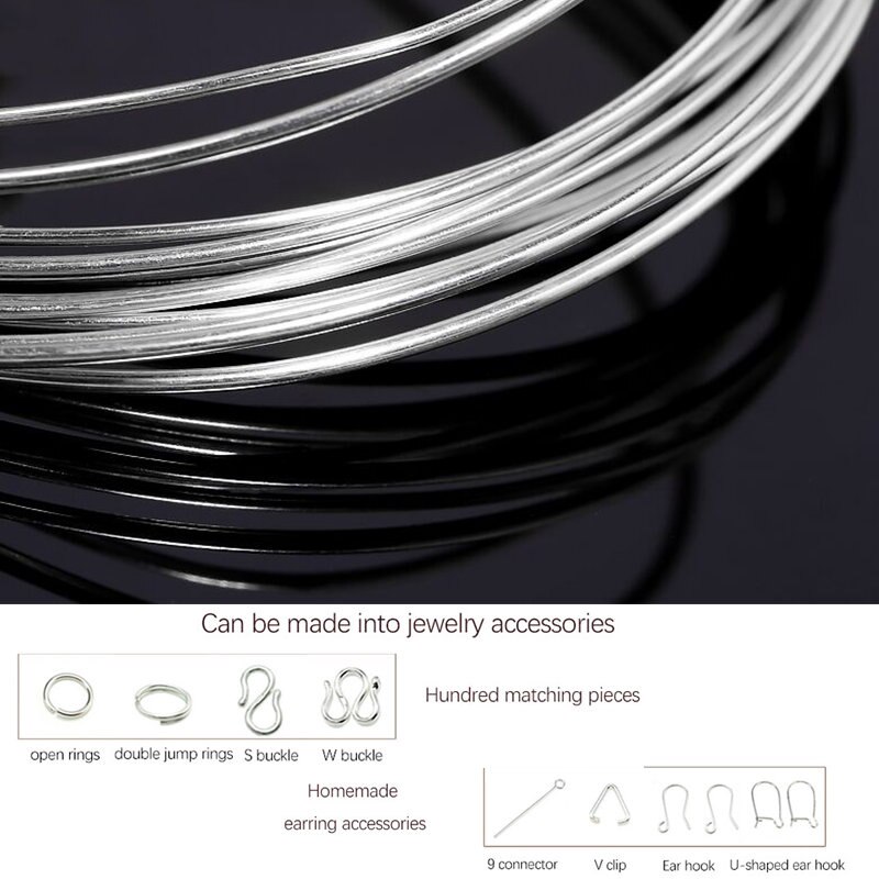 Fil en argent Sterling 925, 2M, 0.3-1.0mm, pour la fabrication de bijoux, demi-dur, rond, accessoires de fil de bijoux, bricolage