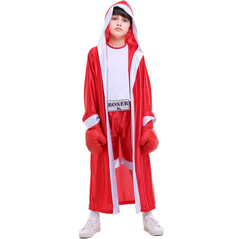 Kind Boxer Uniform Blauw Rood Boksen Sport Jongens Boek Week Kostuum Halloween Familie Party Kinderen Dag Outfit: Rood / M