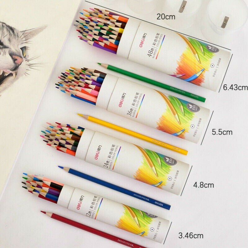 Conjunto de lápis de madeira coloridos 12/24/36/48 cores, pasta de madeira, óleo, chumbo, desenho e lápis de colorir para escola, lápis de desenho para crianças