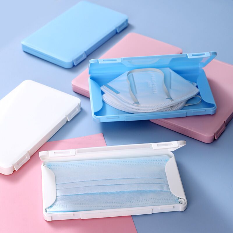 PP cajas de almacenamiento para mascarillas de estudiantes, a prueba de polvo, soporte portátil para mascarilla a prueba de humedad, funda para mascarilla portátil